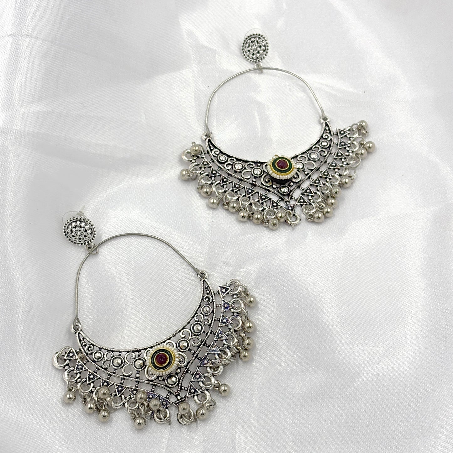 Antique Boho Oxidized Hoop Earrings