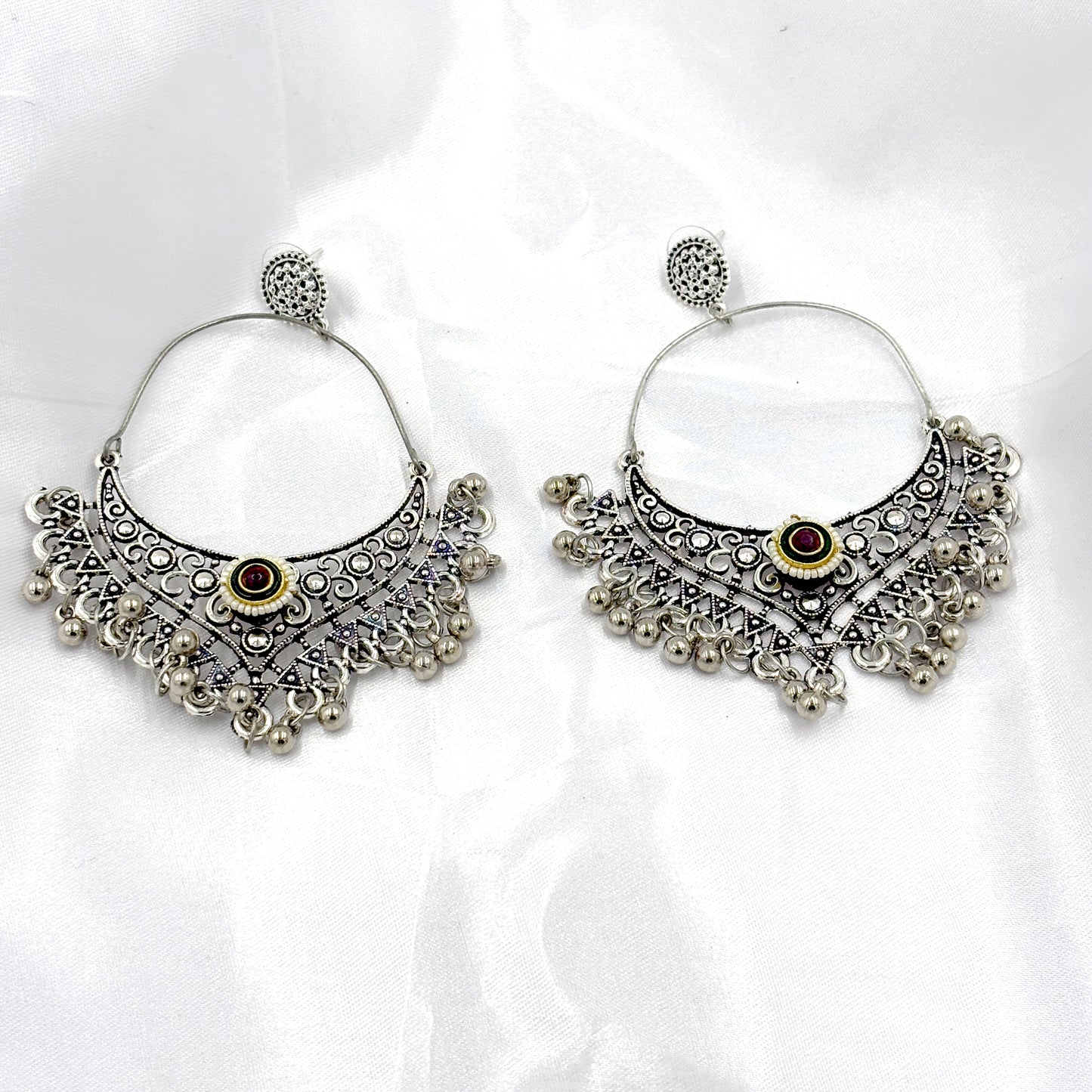Antique Boho Oxidized Hoop Earrings