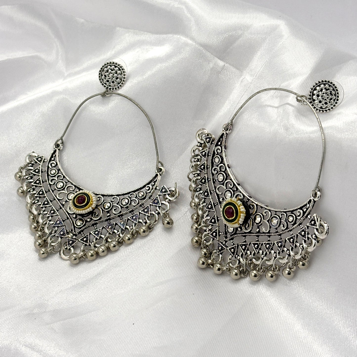 Antique Boho Oxidized Hoop Earrings
