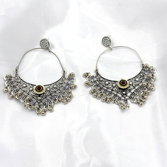 Antique Boho Oxidized Hoop Earrings